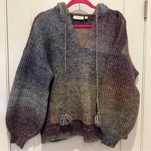 Rd Style Sweater Twilight Ombre Knit Hoodie Cropped Long Sleeve Sweater size L